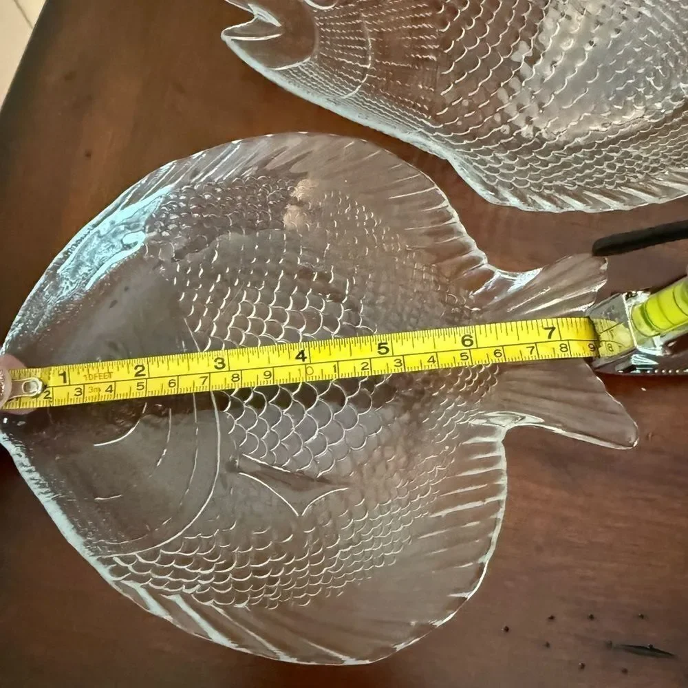 New Set of two Clear Fish-Shaped Glass Plates